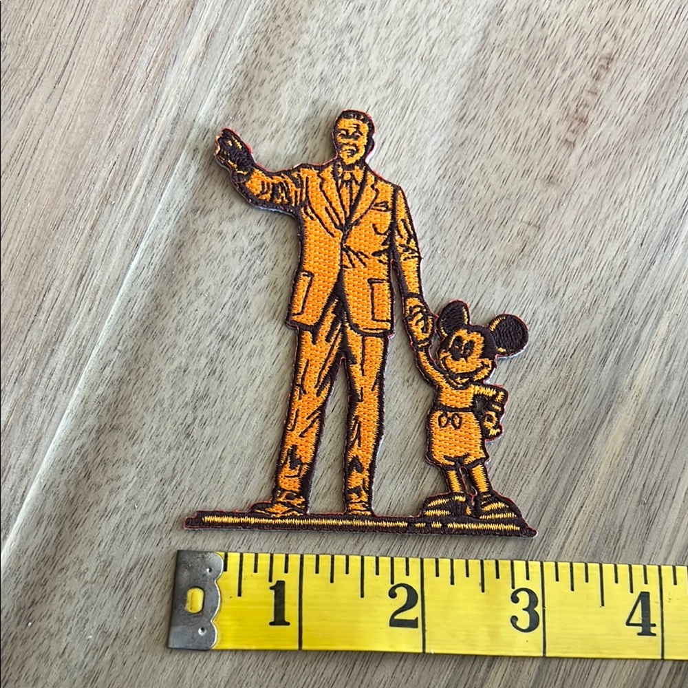 Walt Disney and Mickey - Partner Statue Orange Embroidered Patch